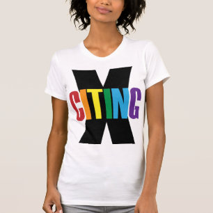 T-shirt X Citation Excitant Blanc Rainbow Lettres d'origin