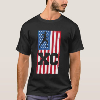 T-shirt XC Runner Patriotic American Flag Cross Country Ru