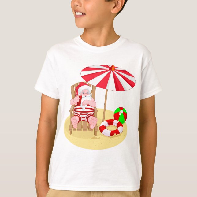 T-shirt xmas beach santa claus (Devant)