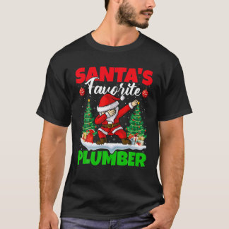 T-shirt Xmas Dabbing Santa's Favorite Plumber Christmas