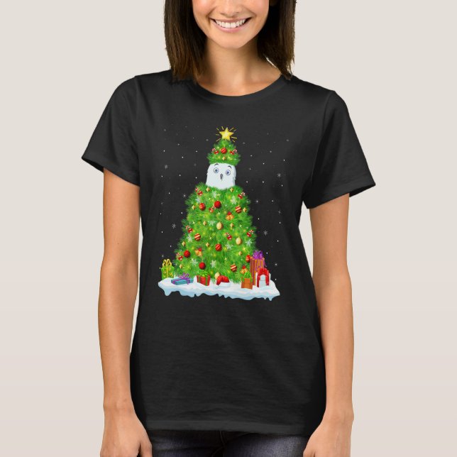 T-shirt Xmas Decorations Lights Santa Snowy Owl Bird Chris (Devant)
