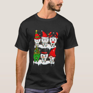 T-shirt Xmas Group Santa Reindeer Elf Teeth Dentist Job De