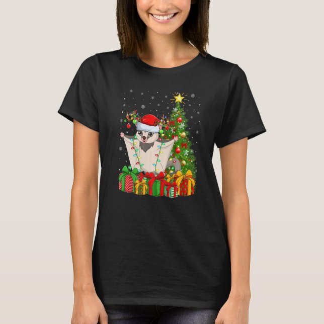 T-shirt Xmas Holiday Santa Sugar Glider Christmas Tree   (Devant)