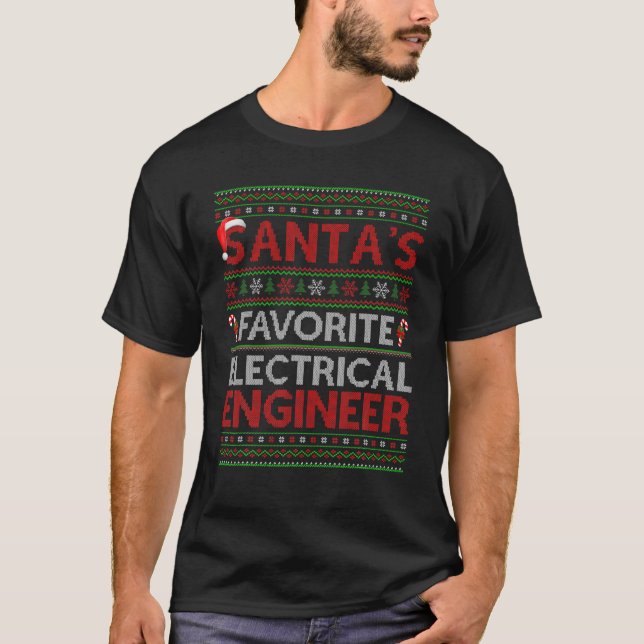 T-shirt Xmas laid Père Noël Favori Ingénieur électrique Ch (Devant)