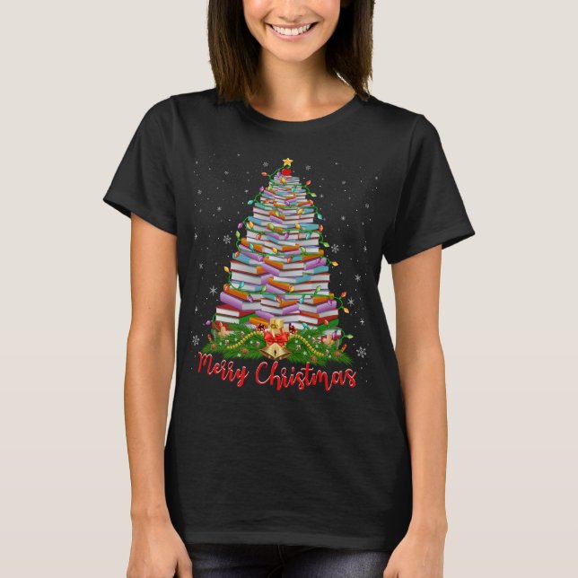 T-shirt Xmas Light Book Lover Librairie Livres Chri (Devant)
