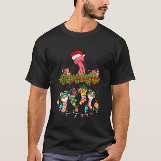T-shirt Xmas Light Santa Hat With Christmas Socks Jellyfis