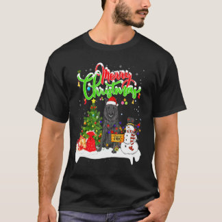 T-shirt Xmas Lighting Matching Santa Belgian Sheepdog Dog 