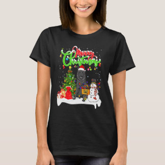 T-shirt Xmas Lighting Matching Santa Belgian Sheepdog Dog 