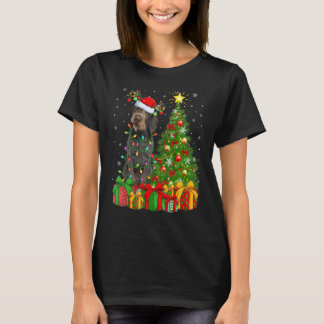 T-shirt Xmas Lights German Wirehaired Pointer Dog Christma