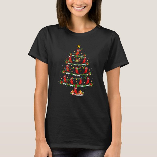 T-shirt Xmas Lights Northern Cardinal Christmas Tree (Devant)
