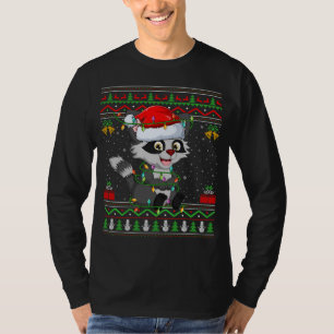 T-shirt Xmas Lights style sucré moche Père Noël Raccoon Ch