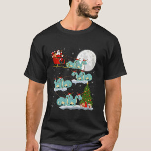 T-shirt Xmas Lumières Père Noël équitation Diplodocus Dino