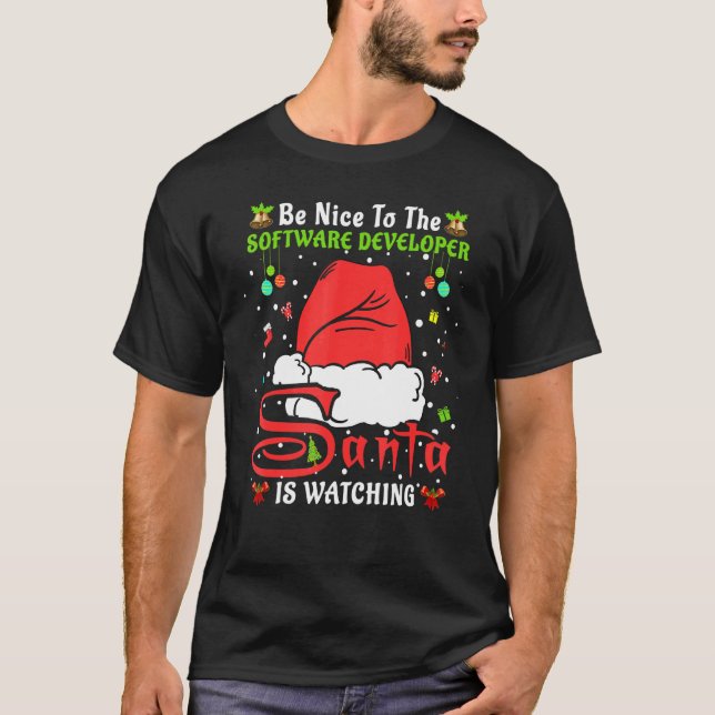 T-shirt Xmas Pajamas Be Nice To The Software Developer Chr (Devant)