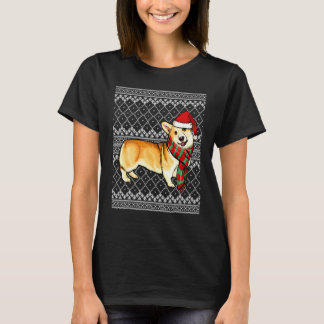 T-shirt Xmas Pembroke Welsh Corgi Chapeau de Père Noël lai