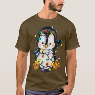 T-shirt Xmas Pingouin Lumières Père Noël Reindeer Penguin