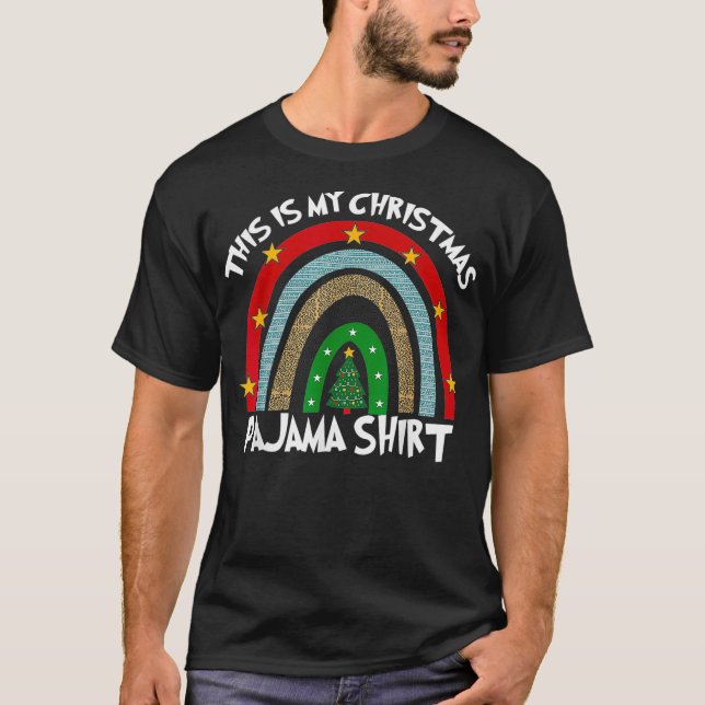 T-shirt Xmas Rainbow Matching Family Group Mon Noël Pa (Devant)