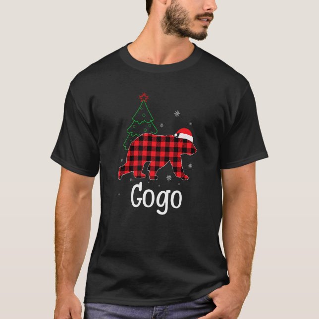 T-shirt Xmas Red Plaid Gogo Bear Ugly Christmas Sweater (Devant)