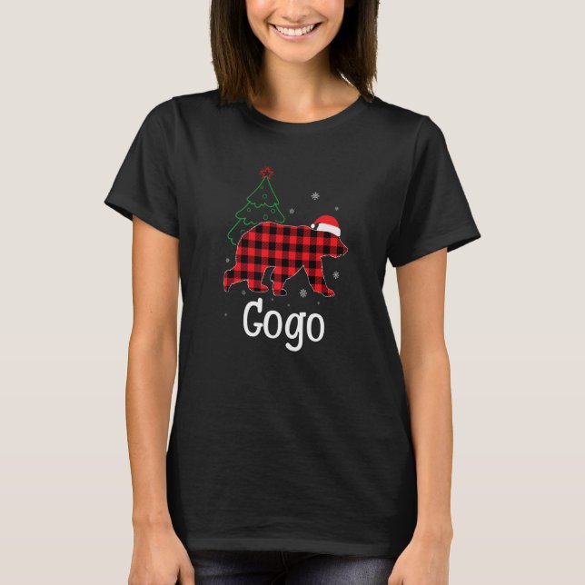 T-shirt Xmas Red Plaid Gogo Bear Ugly Christmas Sweater (Devant)