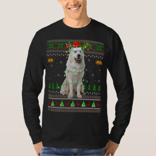 T-shirt Xmas Reindeer Santa Hat Great Pyrenees Chien Ugly