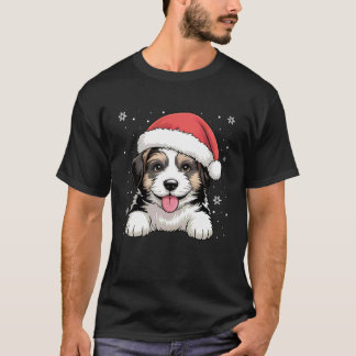 T-shirt Xmas Saint Bernard Dog Wearing Santa Hat Pet Anima