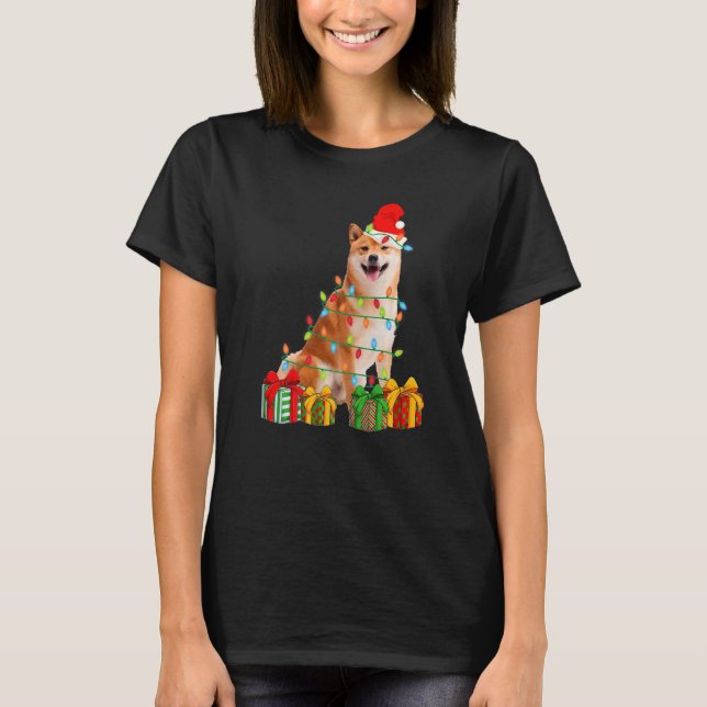 T-shirt Xmas Shiba Inu Dog Christmas Lights Puppy (Devant)