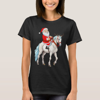 T-shirt Xmas Style Reindeer Père Noël équitation Noël