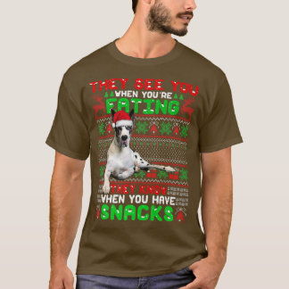T-shirt Xmas Super Dane Père Noël Ils Vous Voient Quand Vo