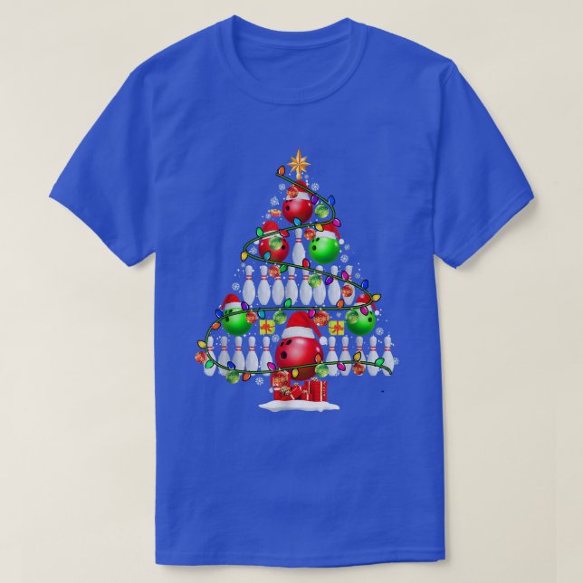 T-shirt Xmas Tree Bowling Xmas Lights Père Noël Bowling Ba (Design devant)