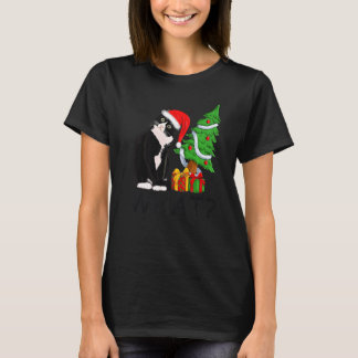 T-shirt Xmas Tree Lighting Santa Black Cat Christmas