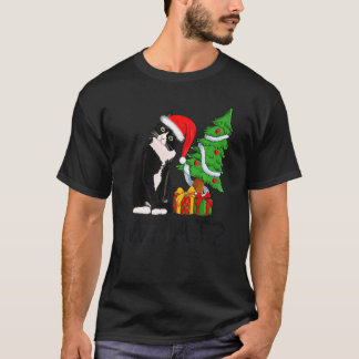 T-shirt Xmas Tree Lighting Santa Black Cat Christmas