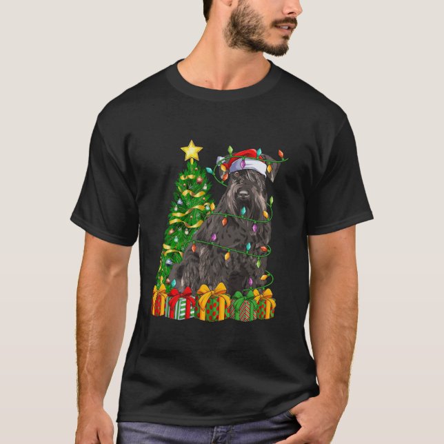 T-shirt Xmas Tree Lighting Santa Miniature Schnauzer Dog C (Devant)