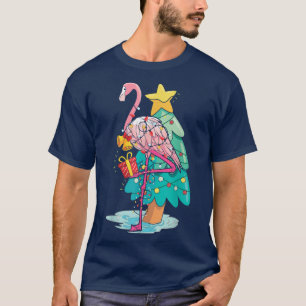 T-shirt Xmas Tree Lights Tropical Flamingo Animal Christma