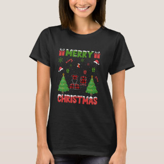 T-shirt Xmas Tree Red Buffalo Plaid Conducteur de train la