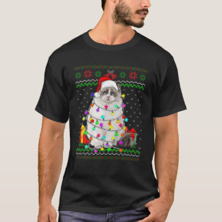 T-shirt Xmas Ugly Sweater Christmas Lights Cat Kitten Love
