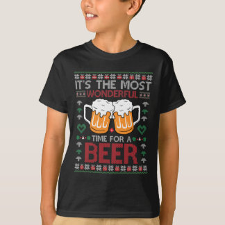 T-shirt Xmas Wonderful Time For A Beer Ugly Christmas S