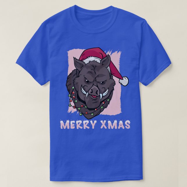 T-shirt XmasBoar Merry Xmas XMAS Pig Boar Boars Tree Happy (Design devant)