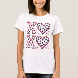 T-shirt XOXO Valentine Hearts Leopard Pink Preppy Pattern