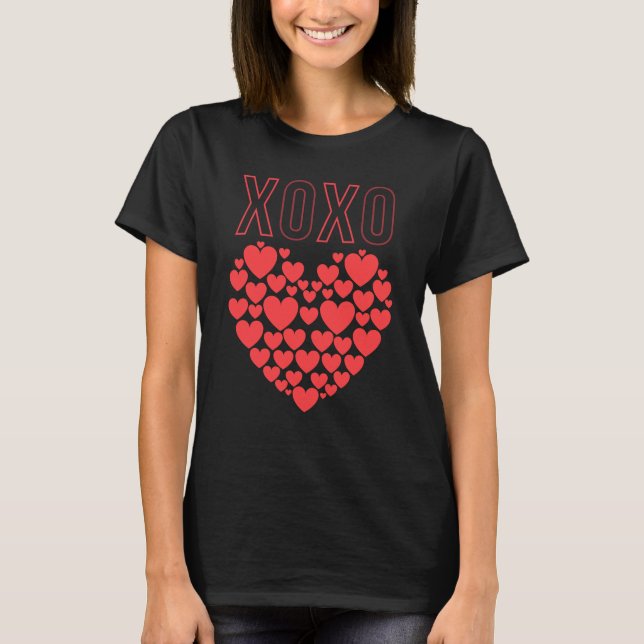 T-shirt XOXO Valentine's Day mignon Coeurs rouges typogra  (Devant)