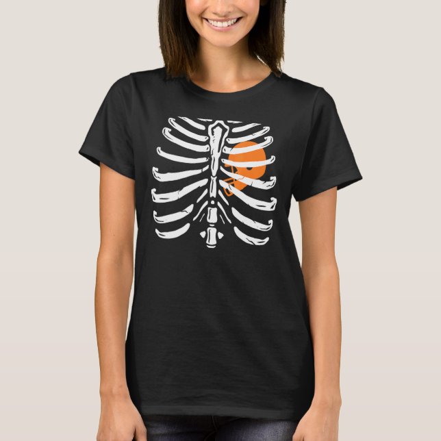 T-shirt Xray Skeleton Rib Cage Fans de football Halloween  (Devant)