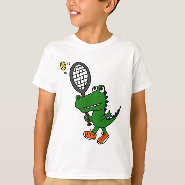 T-shirt XX alligator drôle jouant au tennis (Devant)