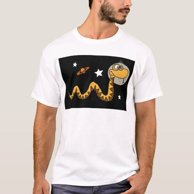 T-shirt XX bande dessinée de serpent d'astronaute (Devant)