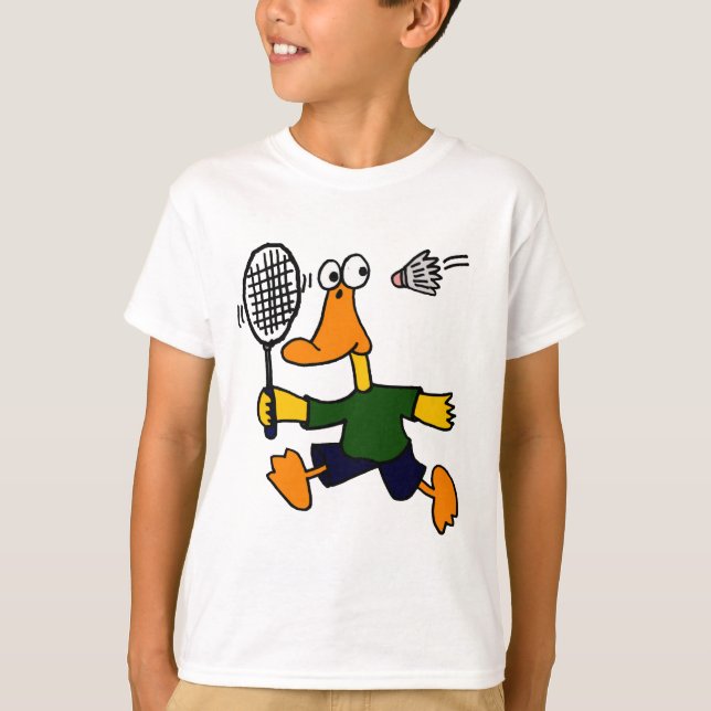 T-shirt XX canard jouant la bande dessinée de badminton (Devant)