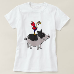 T-shirt XX coq sur une bande dessinée de porc gonflée pa