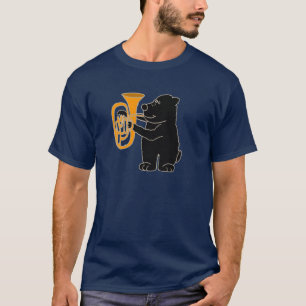 T-shirt XX ours noir jouant le tuba