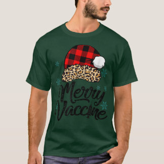 T-shirt Y4Ry Leopard Santa Hat Merry Vaccin Noël Xma