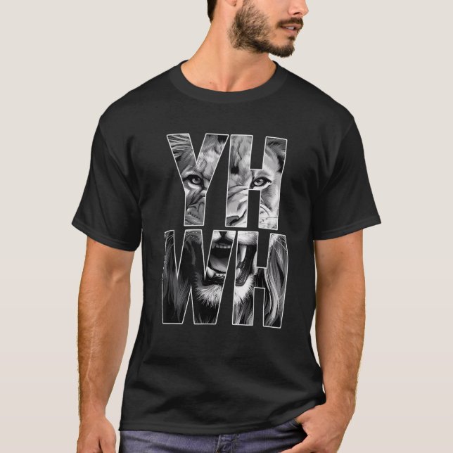 T-shirt Yahvé Lion De Juda Yahweh En Hébreu Jésus-Christ (Devant)