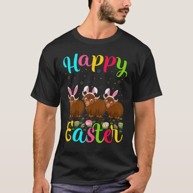 T-shirt Yak   Funny Easter Egg Bunny Yak Happy Easter (Devant)