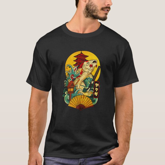 T-shirt Yakuza Japonais Esthétique Koi Carp Avec Katana Sw (Devant)