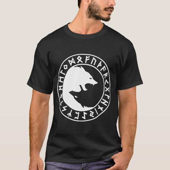 T-shirt Yang ying de FENRIR aux norses Odin Viking (Devant)