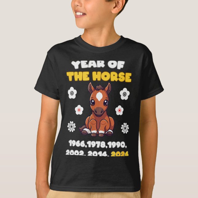 T-shirt Year Of Horse Cute Zodiac Animal 2026 Design  (Devant)